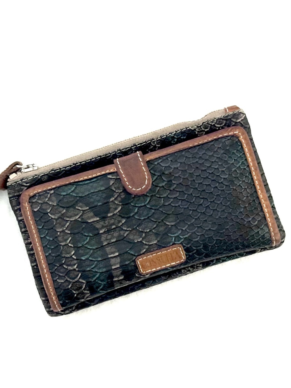 Consuela “Rattler” Snake-Embossed Leather Wallet with Brown Trim - Picture 3 of 11